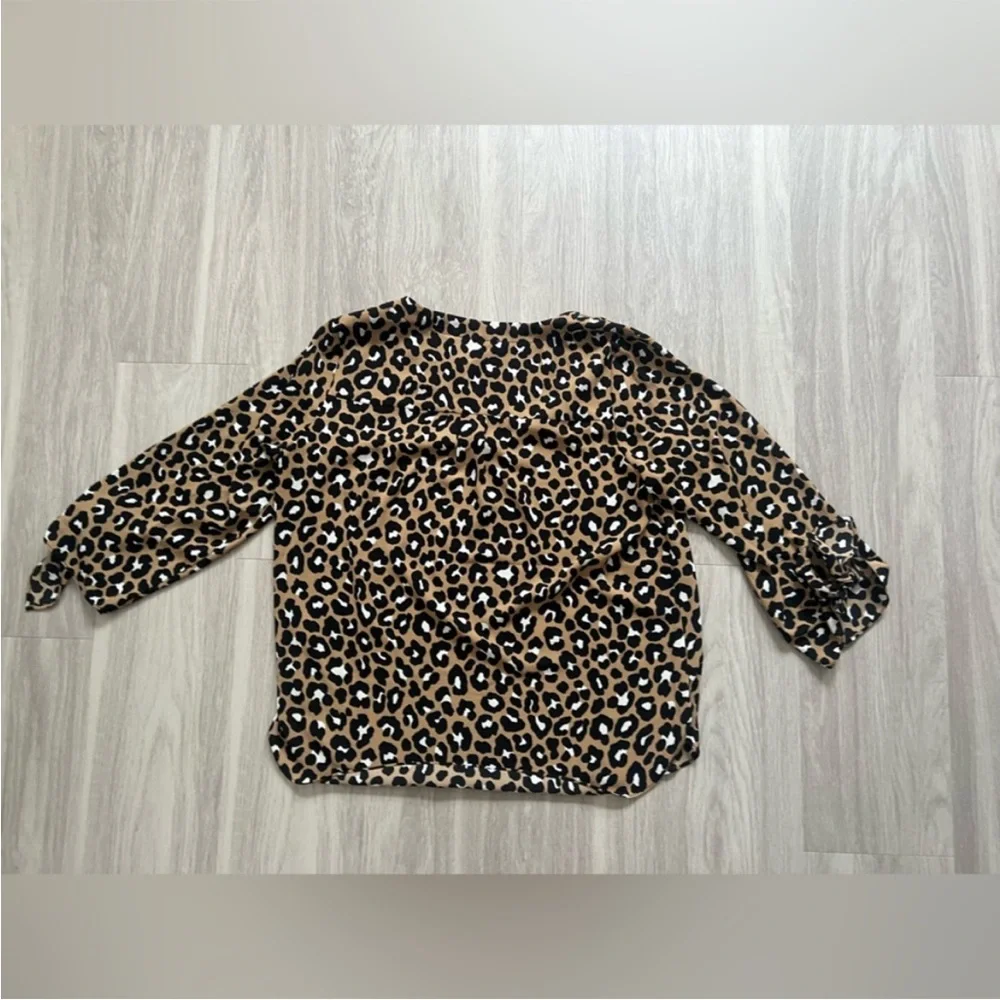 Michael Kors Leopard Print Tie Sleeve Blouse Women’s Medium Animal Print Career